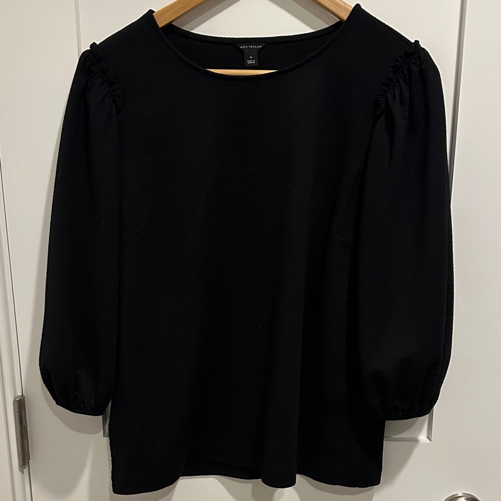 Ann Taylor Classic Black Blouse with 3/4 sleeves